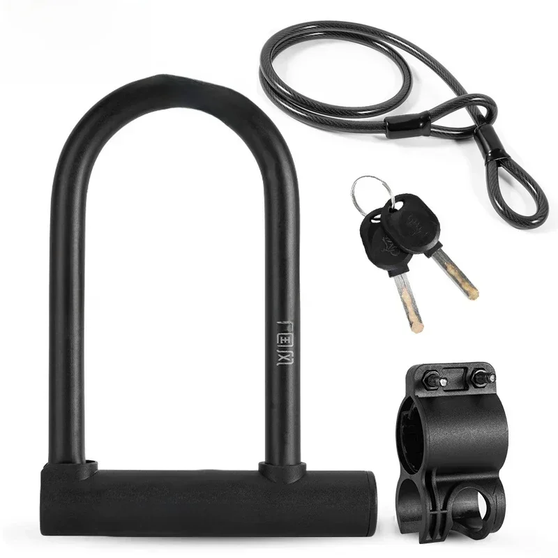 AliExpress ROCKBROS Chinese Style Bicycle Locks U Shape Electric Scooter Padlock Anti-theft Bike Lock Cable Set MTB Road Bike Accessories