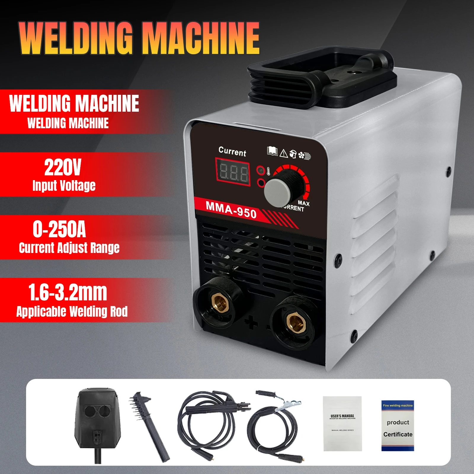 Saldatrice portatile con display digitale a LED, saldatrice inverter multifunzione, strumento elettrico compatto per saldature, ideale per lavori di bricolage e riparazioni domestiche.