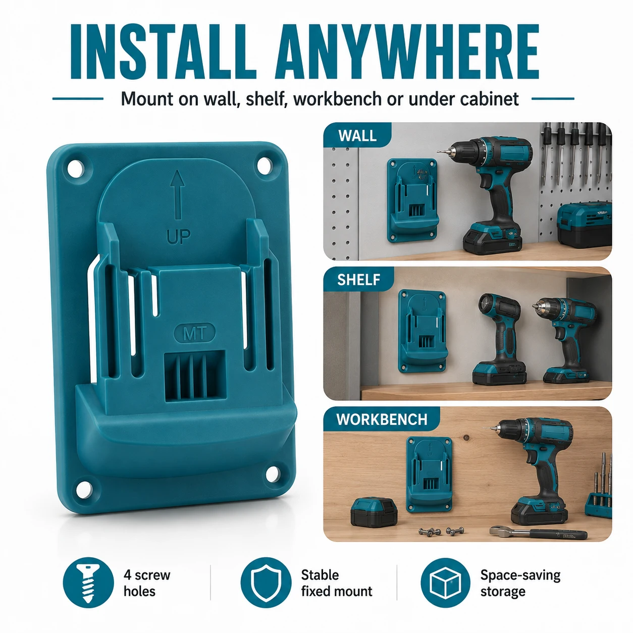 NEW 1-5Pcs Wall Mount Electric Tool Holder Wall Power Mount Storage Battery Bracket Fixing Drill Holder Slots Stand for Makita image 5