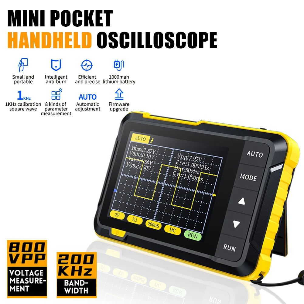 FNIRSI DSO152 Mini Handheld Digital Oscilloscope 2.5MSa/s 200KHz Analog Bandwidth 800VPP Support Firmware Upgrade PWM Output