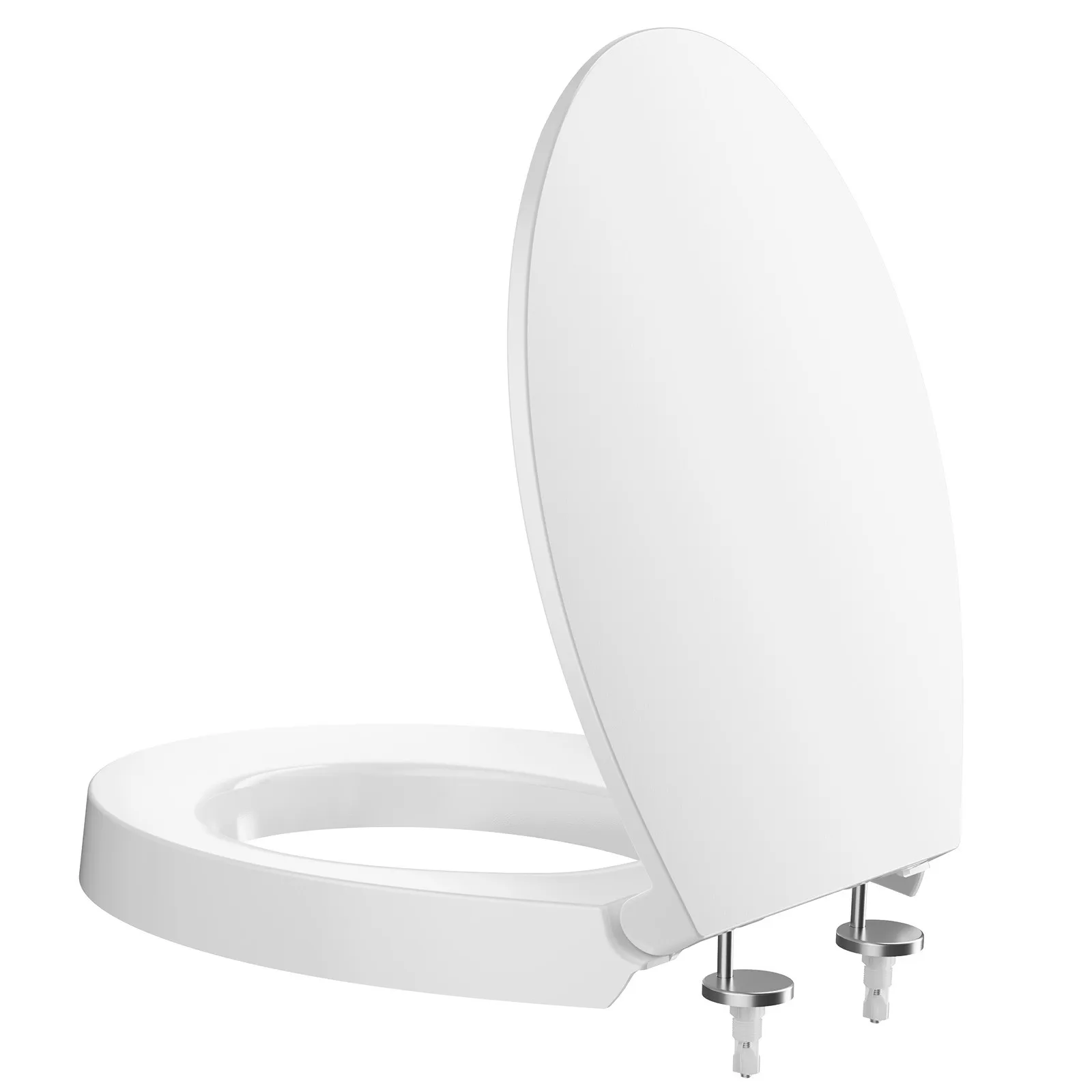 Soft-Close Toilettensitz, O-förmiger Sitz mit Schnellverschluss-System für einfache Installation und Reinigung, Weißer Duroplast-Sitz