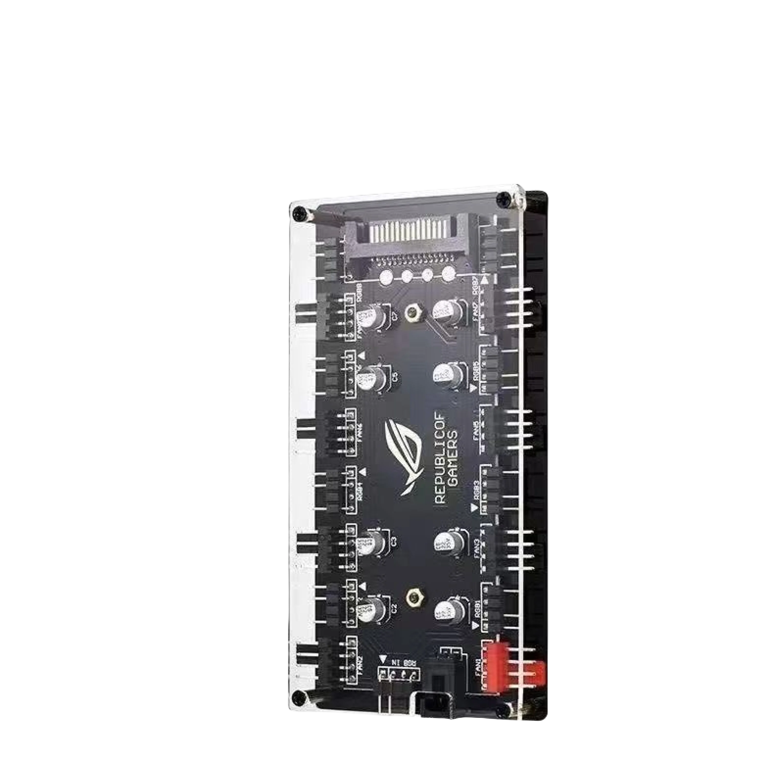 Dual 8-Port Fan Hub ARGB/PWM 2-in-1 5V 3-Pin Lighting Sync, 12V 4-Pin Temperature Control, SATA Power Supply - view 4