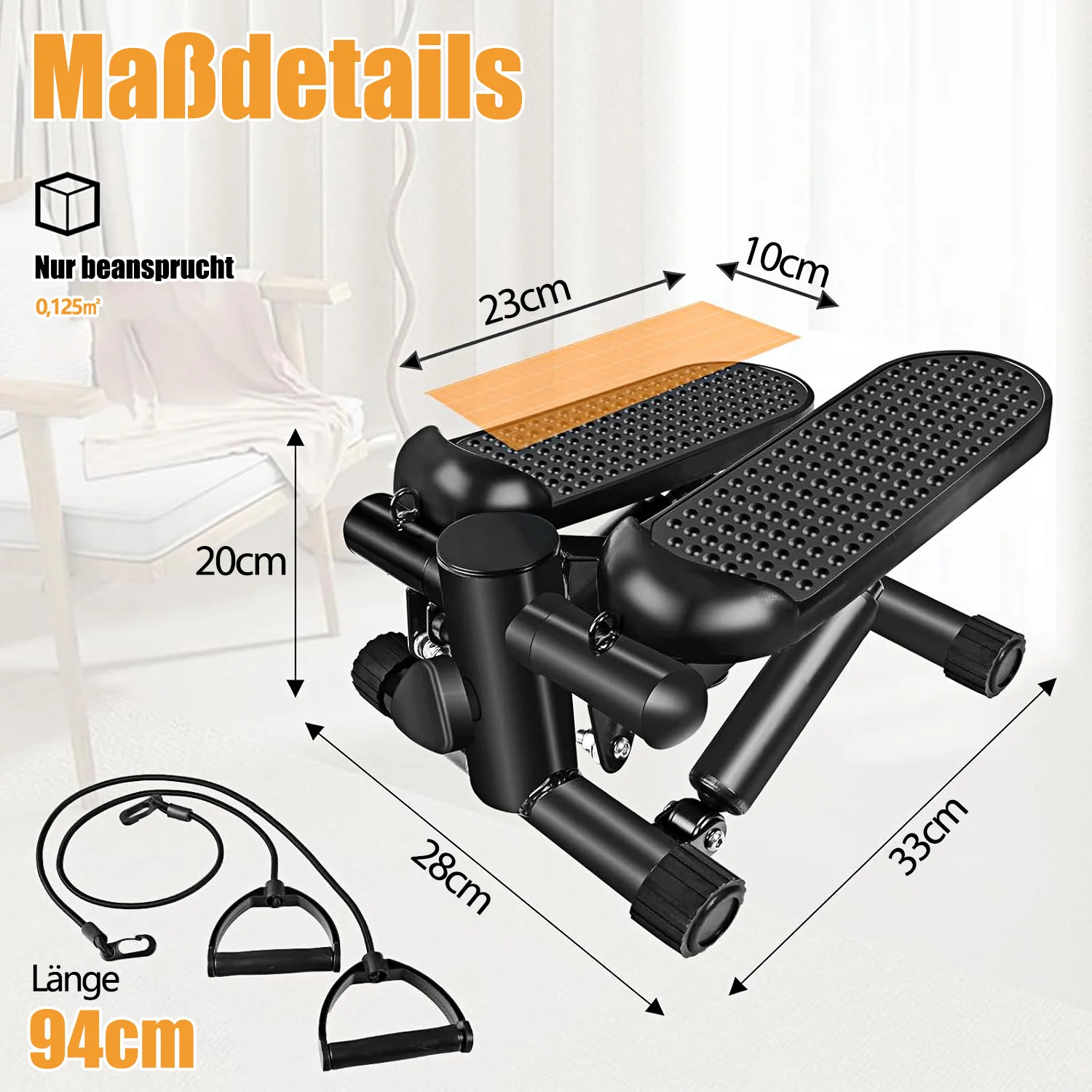 Stepper de Ejercicio para el Hogar – Stepper Oscilante de Subida y Bajada con Cuerdas de Resistencia para Entrenamiento de Piernas/Brazos/Nalgas, Fitness para el Hogar y la Oficina 5