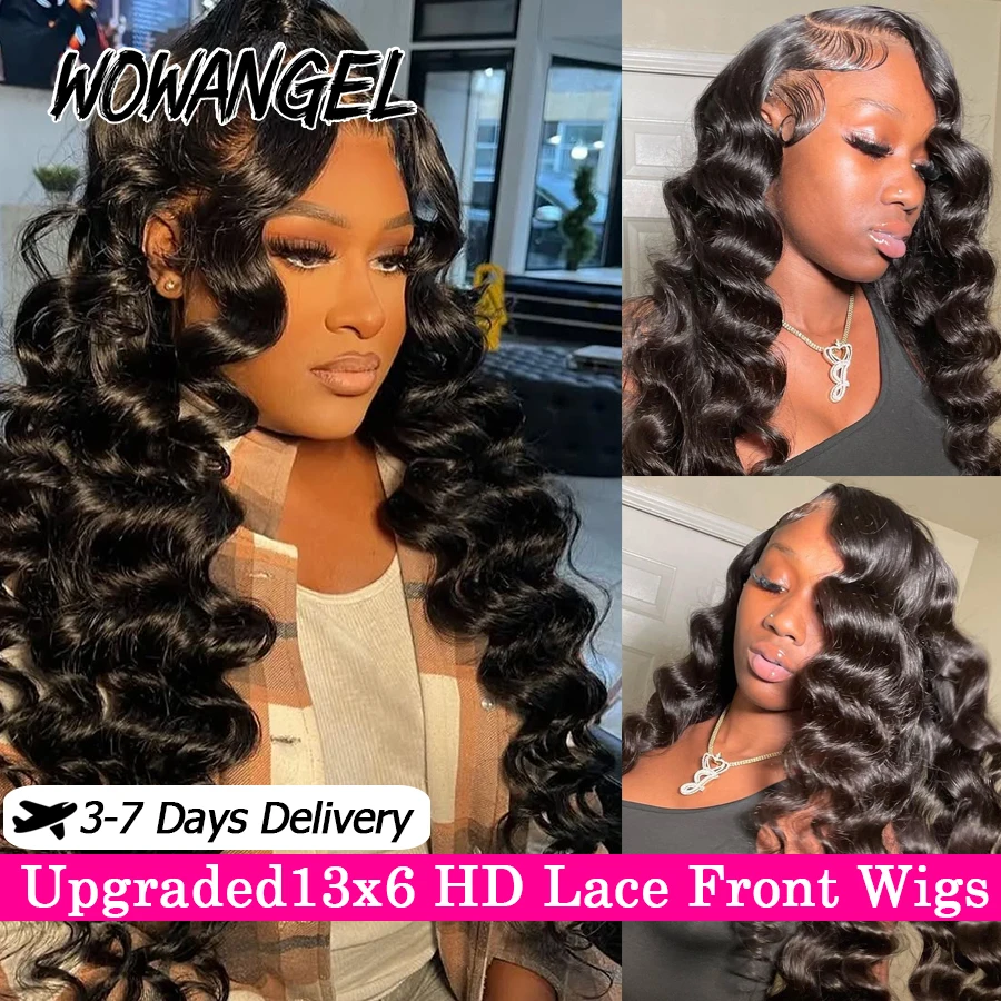 34 inch 13x6 HD Lace Front Wigs 250% Loose Wave Human Hair Lace Frontal Wigs Skins Melted Pre Plucked Brazilian Hair For Women