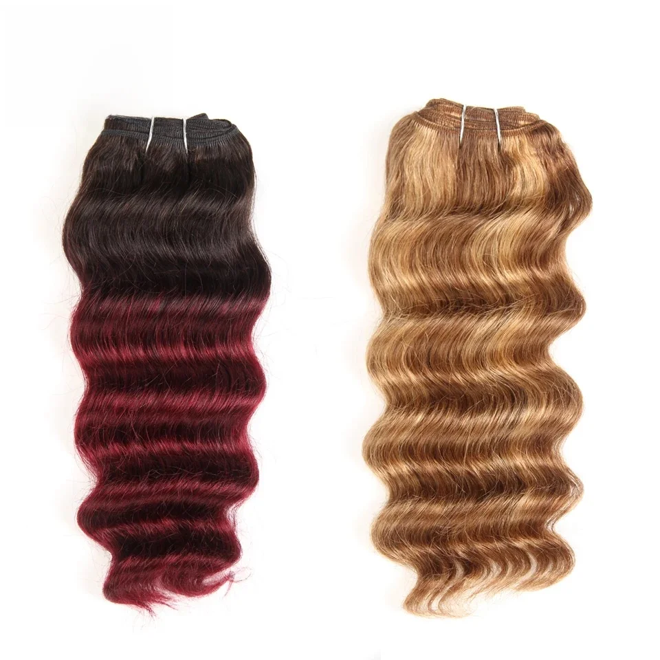 Eleganckie, naturalne, głęboko falowane włosy brazylijskie, 1 sztuka, pasmo włosów ludzkich do przedłużania, ombre P6-27 T1B-99J, włosy Remy. — zdjęcie 2
