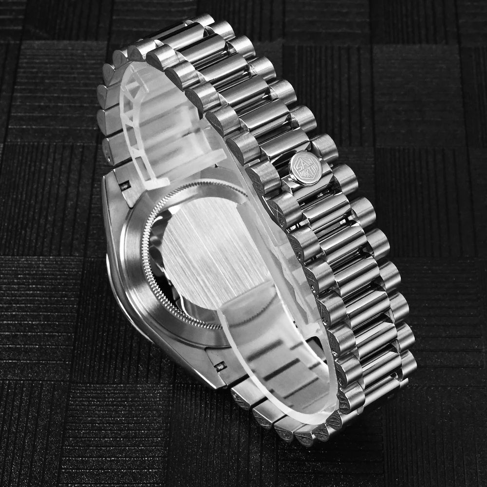 Reloj San Martin para hombre, 40mm, esfera de fregona Vintage, Retro, negocios, zafiro de lujo PT5000, bisel estriado tallado mecánico automático,