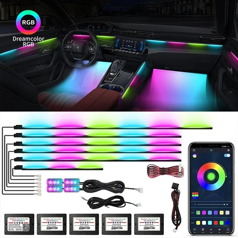 Neon LED 22 In 1 Car Interior light Full Universal Atmosphere Ambient Car Light Decorative Acrylic Car Lamp Accesso For TOYOTA