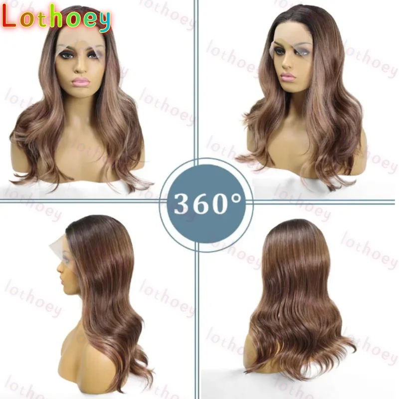 Предварительно выщипанный бесклеевой парик из натуральных волос с омбре, коричневый, объемная волна, кружево, еврейская шелковая основа, европейский парик из человеческих волос для женщин