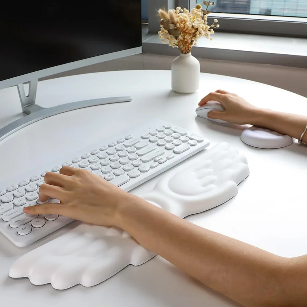 Podkładka pod mysz Ergonomiczna podkładka pod nadgarstek i podkładka pod mysz Angel Keyboard zmniejsza ból nadgarstka w biurze i w grach Angel Wing, Memory Fo — zdjęcie produktu 7