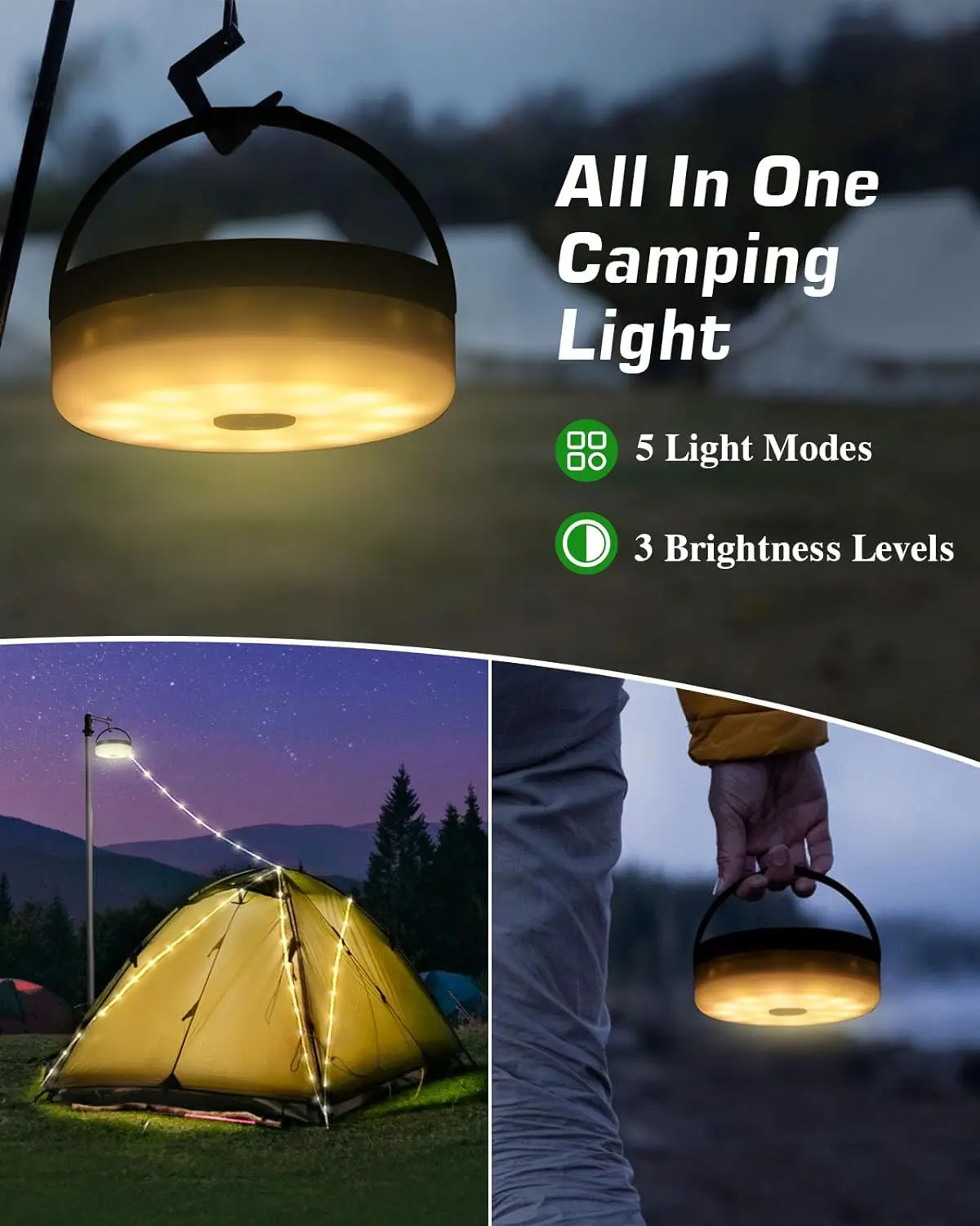 2 In 1 Op Zonne-Energie Camping Lichtslingers, 39,4ft Ultra Lange String Met 150Leds, Zonne-Energie En Usb Oplaadbaar Licht Met Afstandsbediening