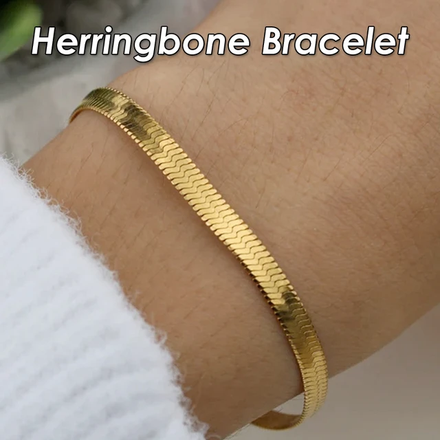20 Pieces Stainless Steel Herringbone Bracelet Gold Color Flat Snake Chain Bracelets for Women AliExpress