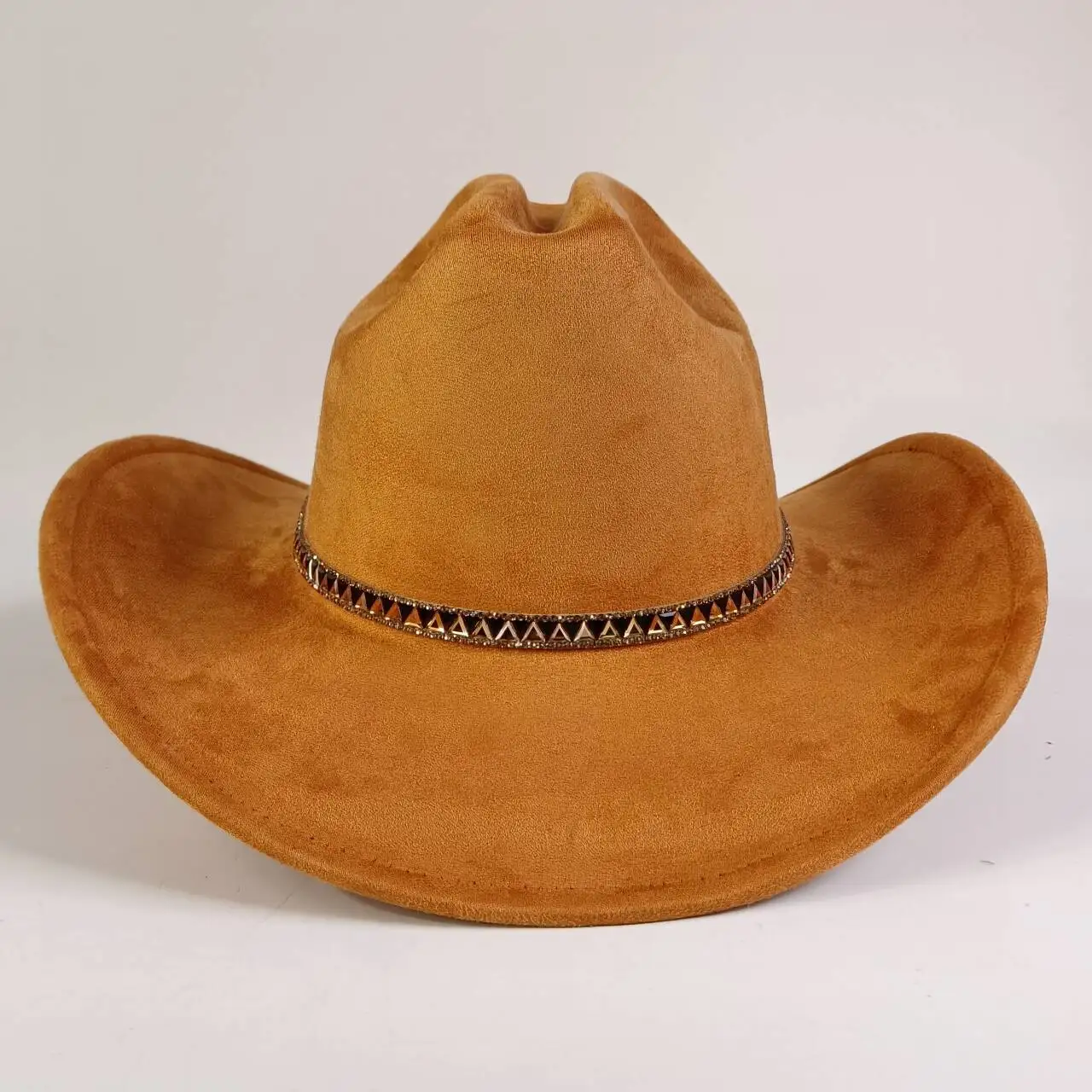 Western Premium Wildleder-Cowboyhut Stilvoller Fedora-Hut aus Wildleder für Damen und Herren Perfekt für festliche Outdoor-Aktivitäten – Detail 27