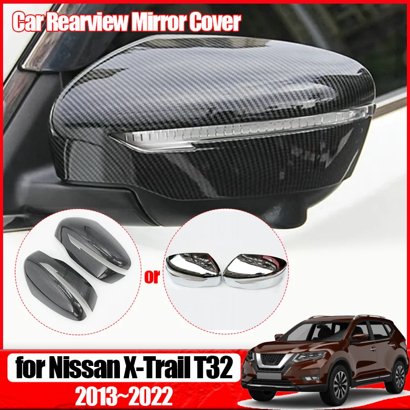 

for Nissan X-Trail T32 2013~2022 Rogue 2x Car Door Rear View Mirror Exterior Cover Trim Sticker ABS Carbon Rearview Accessories