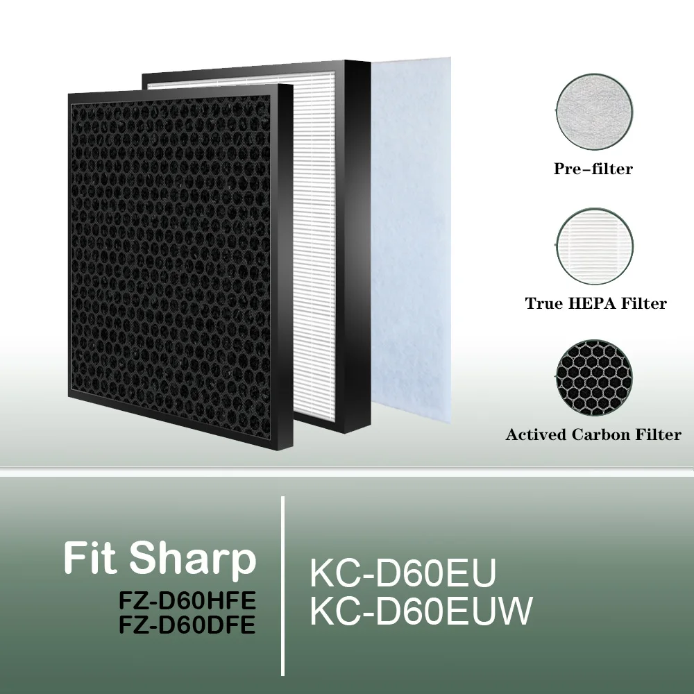 HEPA filter FZ-D60HFE Carbon filter FZ-D60DFE for Air Purifier Sharp KC-D60EU KC-D60EUW