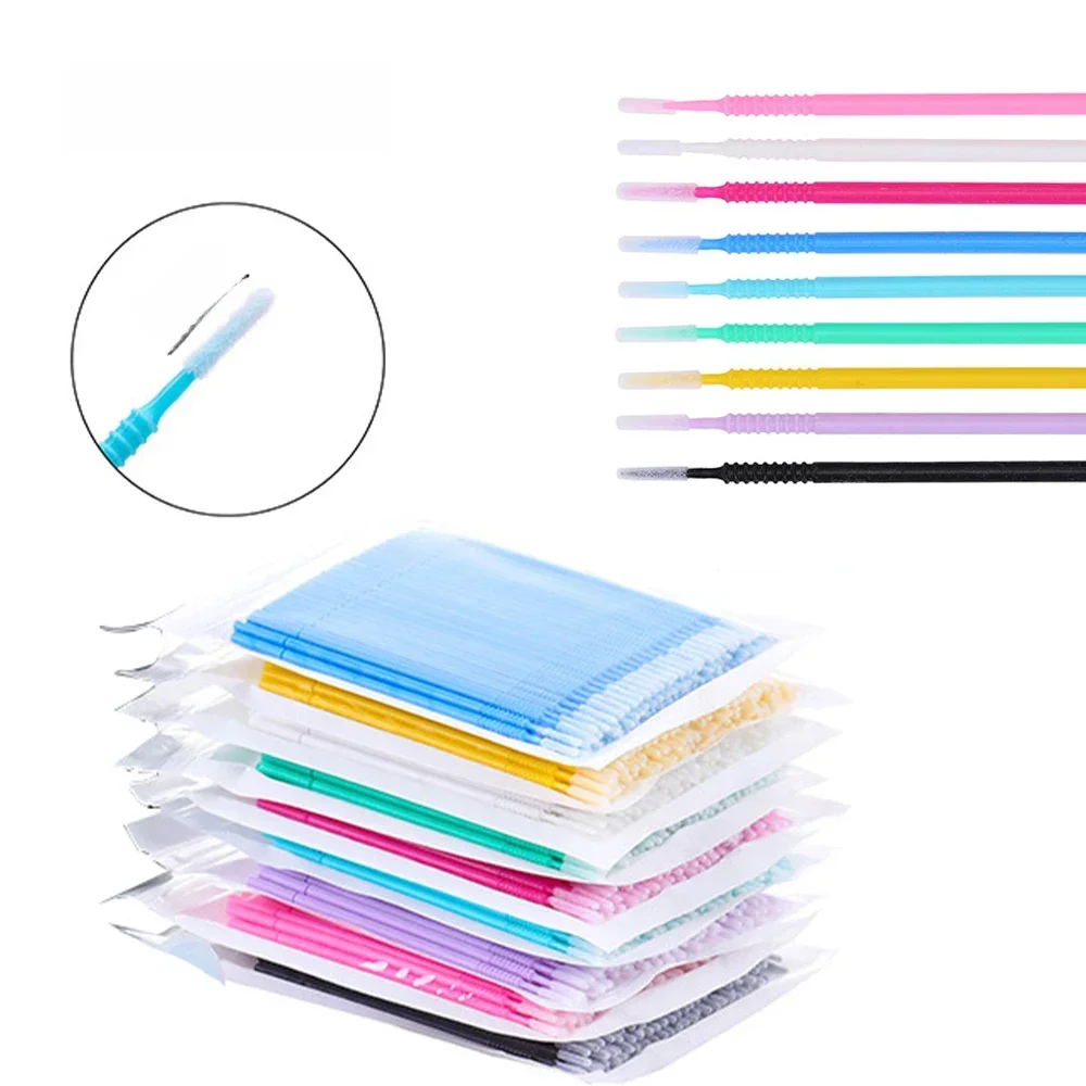 100 pièces microbrosse Extension de cils brosse cils colle nettoyage pinceaux de maquillage Extension de cils fournitures accessoires Micro brosses