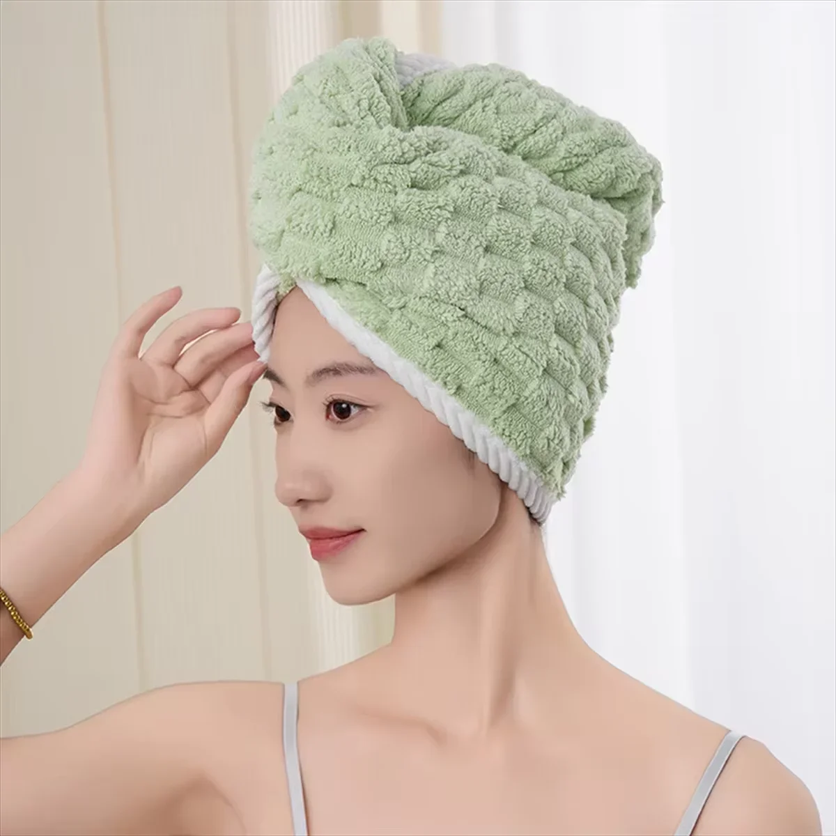 Serviette de Cheveux en Microcarence, Bonnet de Bain Rayé en Velours Cationique, Absorption d'Eau et vaccage Rapide