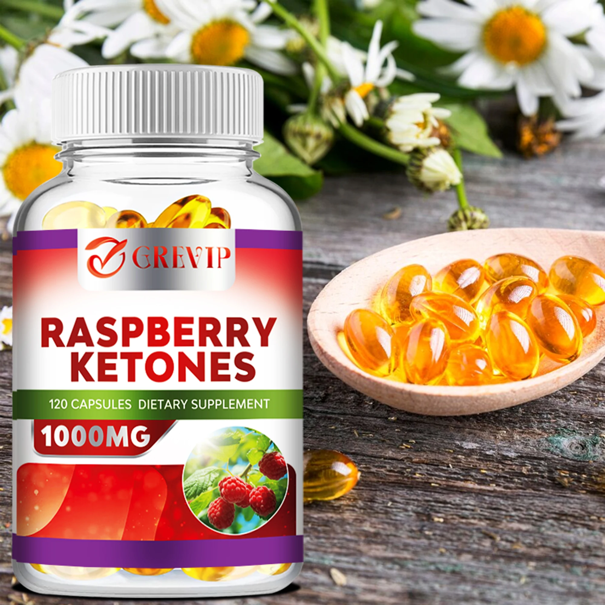 Raspberry Ketones - Fat Burning, Metabolism Boosting, Healthy Weight Management, Appetite Suppressant - 120 Capsules