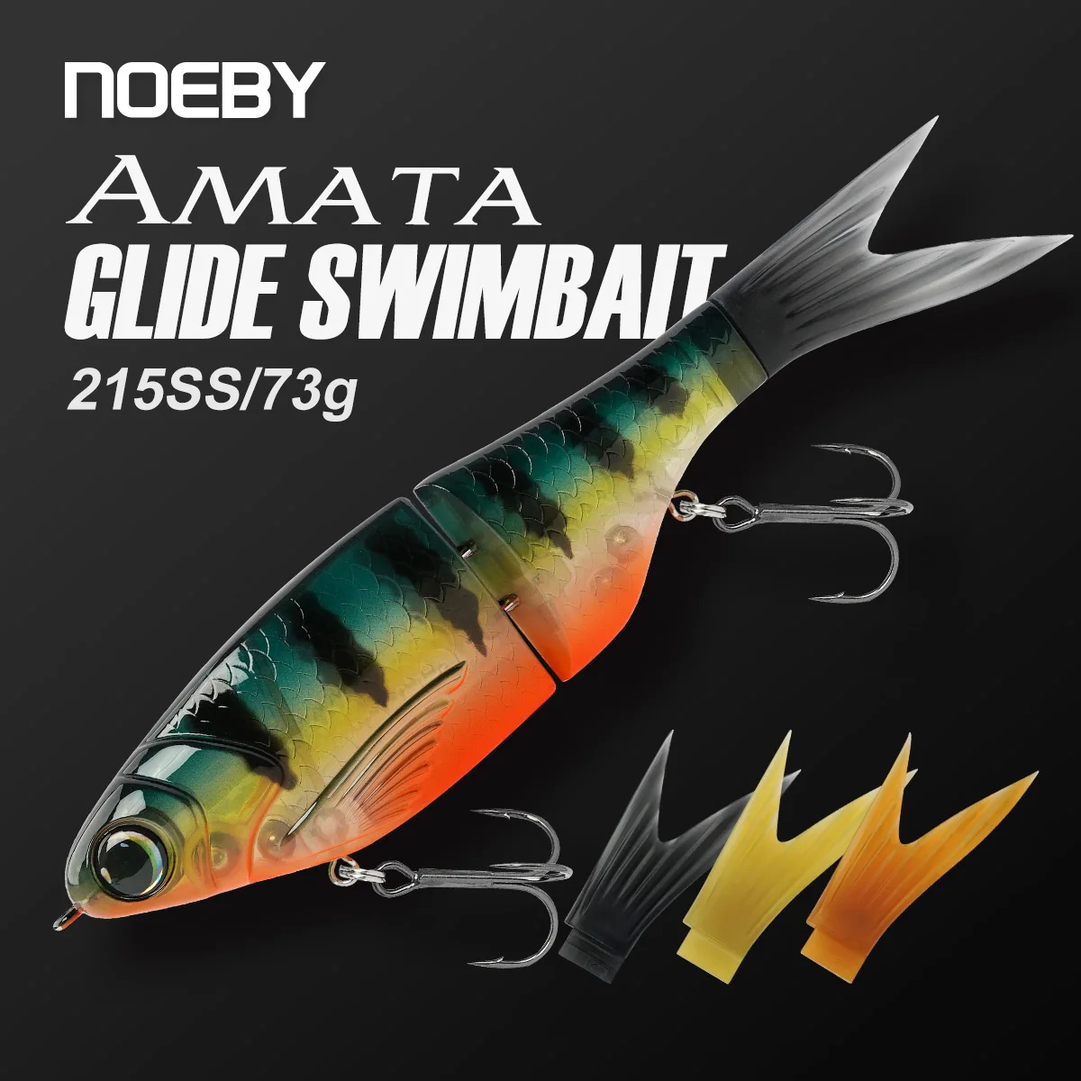 NOEBY AMATA Shad Glide Swimbait 215mm 73g Leurre Articulé à Coulée Lente pour Black-bass, Brochet, Poisson-chat et Prédateurs