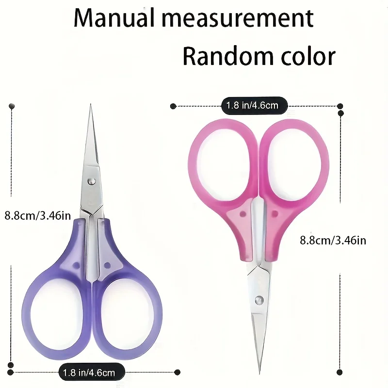 2-Pack Round Head Mini Safety Scissors - Versatile Stainless Steel Craft with Beauty Scissors, Purple and Pink, Perfect for Pape
