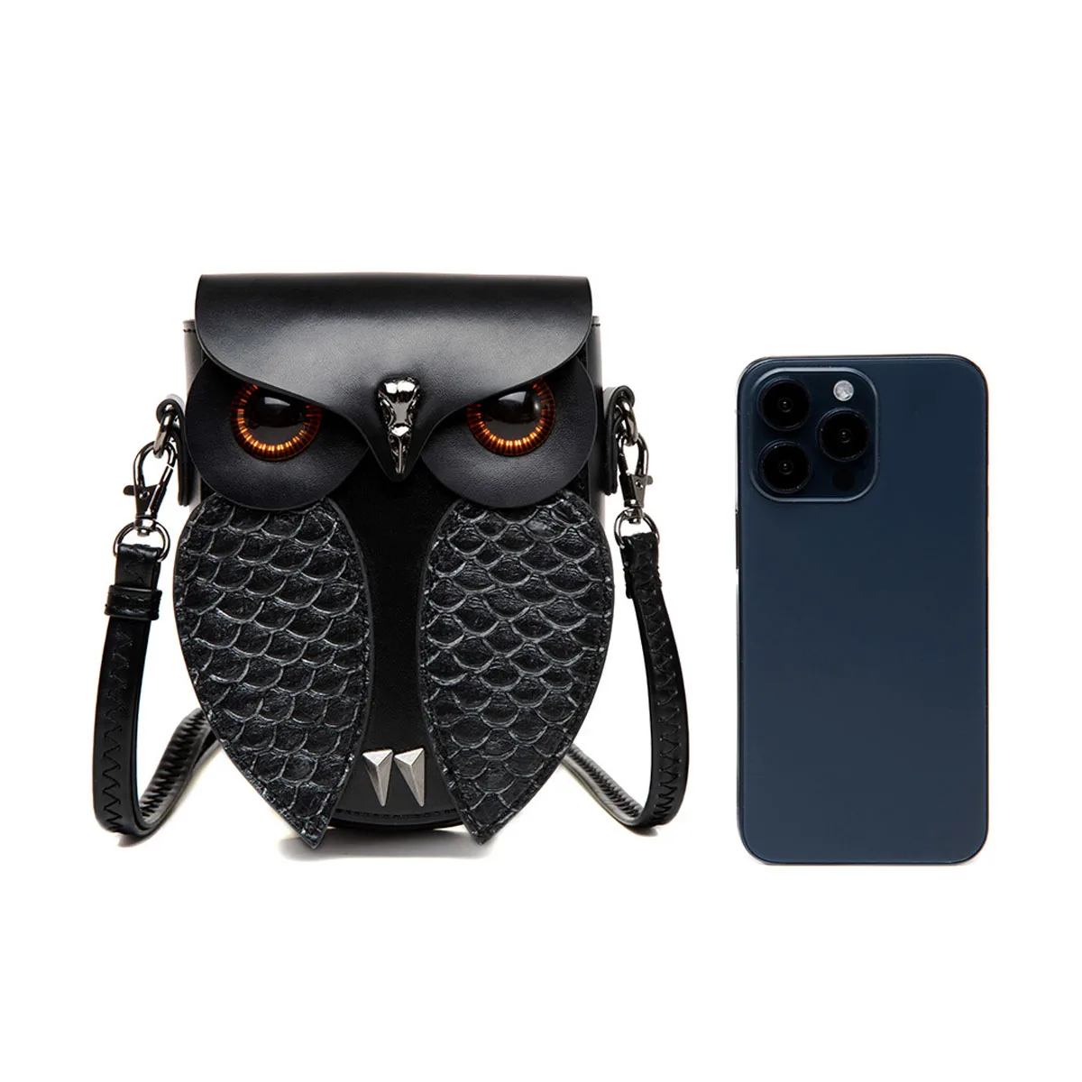 Chic Vintage Owl Shaped Women\'s Shoulder Bag PU Flip Women\'s Steampunk Owl Crossbody Small Bag with Adjustable Shoulder Strap