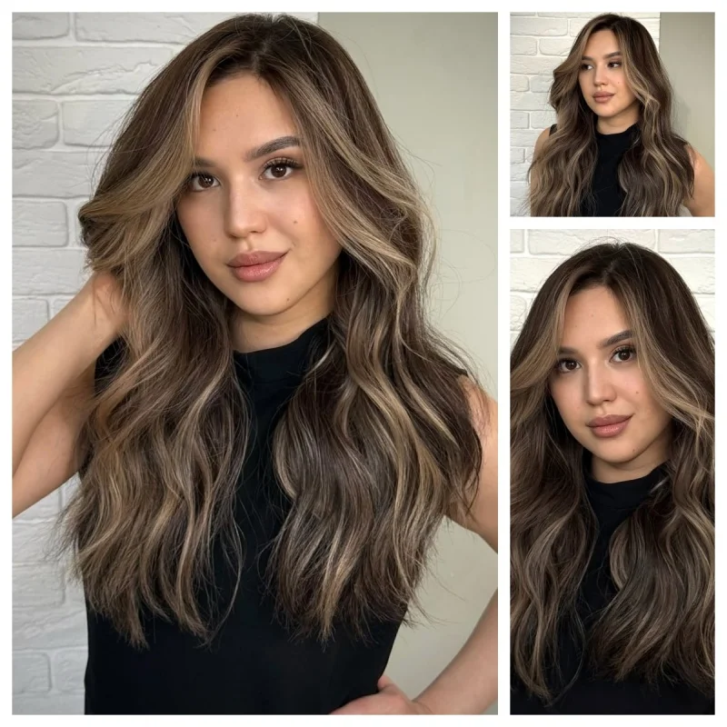 

Накладные волосы Lothoey Highlight Brown, без клея, мягкие, длинные, с эффектом волн, 5x5, на шелковой основе, из натуральных еврейских волос, с baby hair, на кружевной основе, предварительно прорезанные.