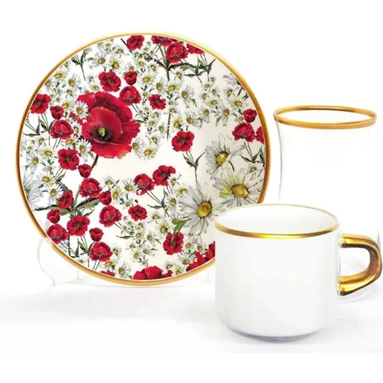 

Toygar Damla Asena Tea Coffee Set 6+6 Daisy