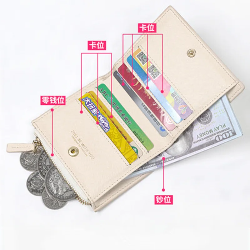 Agentka czasu Anime składany portfel Link do uroczej torebki na monety Cheng Xiaoshi Lu Guang Cosplay męskie kobiety krótki portfel z kreskówek