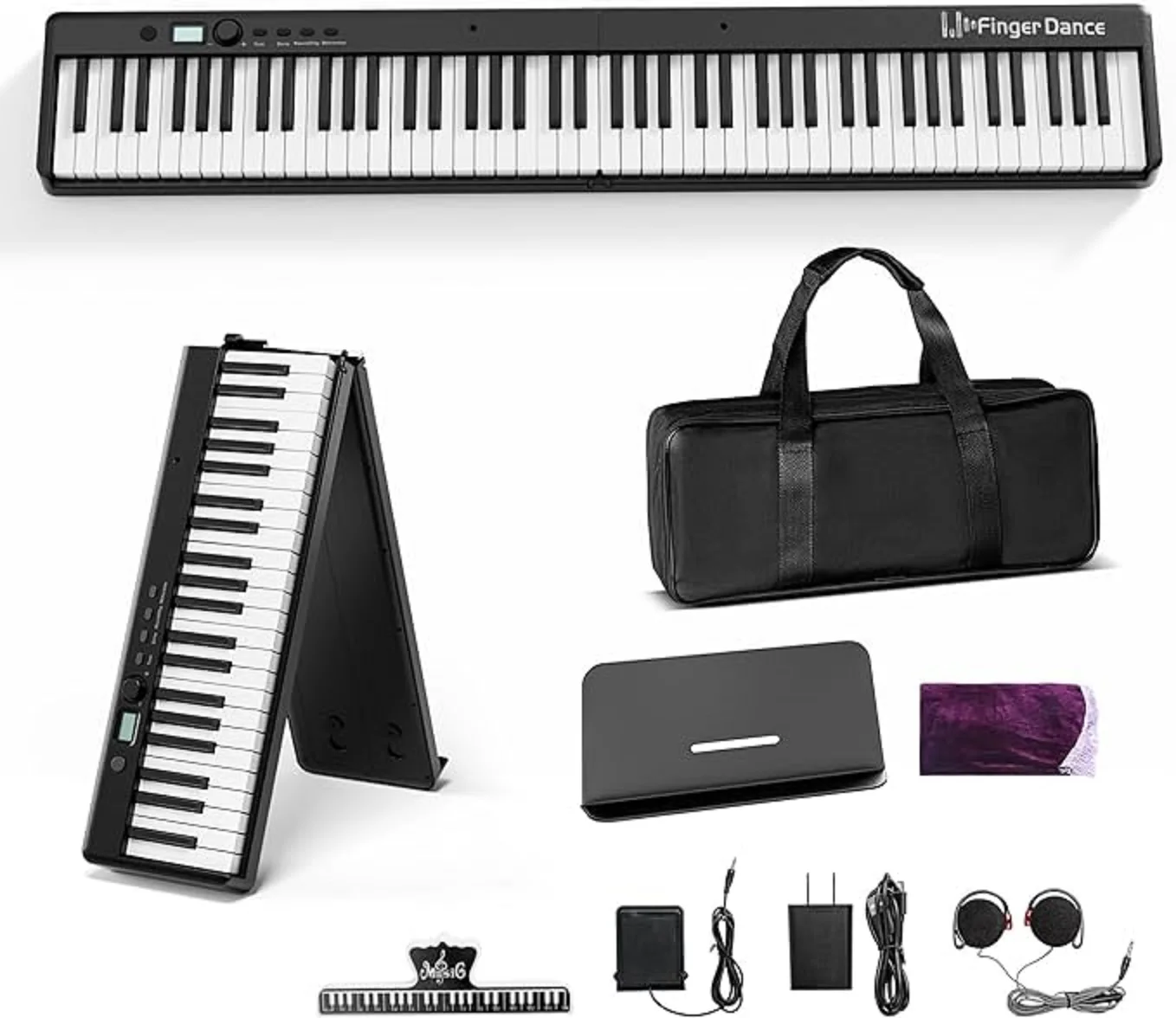 Discount Sales Finger Dance Folding Piano Keyboard 88 Keys, Portable Electric Keyboard with Bluetooth MIDI, Full Size Digital Pi