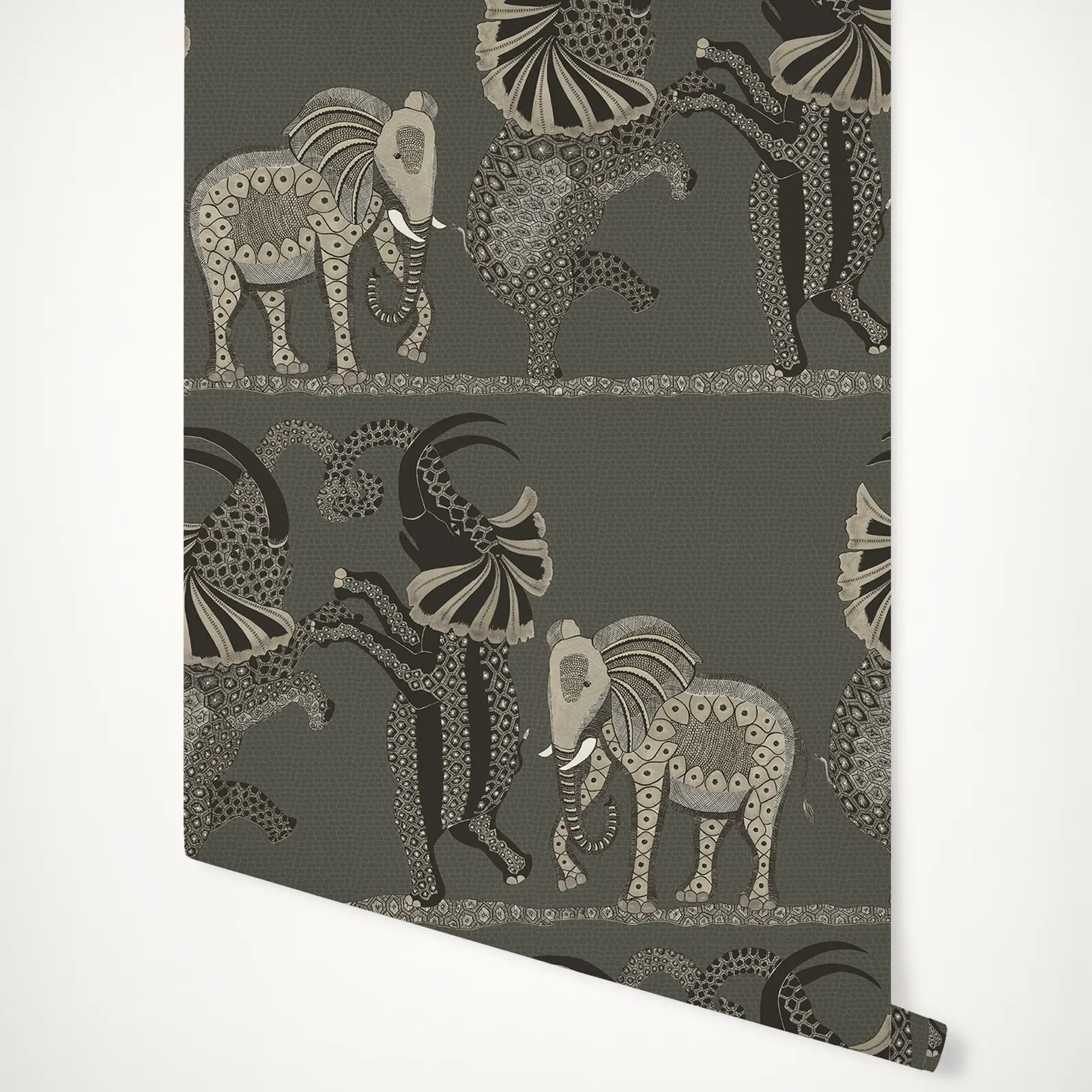 

Elephant Dance Wall paper in Black Safari Dance nordic wallpaper 3d Papeete Cuts scandinavian style