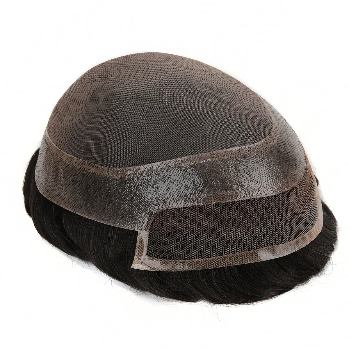 TUM01 خصلات شعر هجينة للرجال مونو توب، جلد ودانتيل أمامي 130% كثافة شعر بشري هندي ريمي شعر مستعار للرجال #4