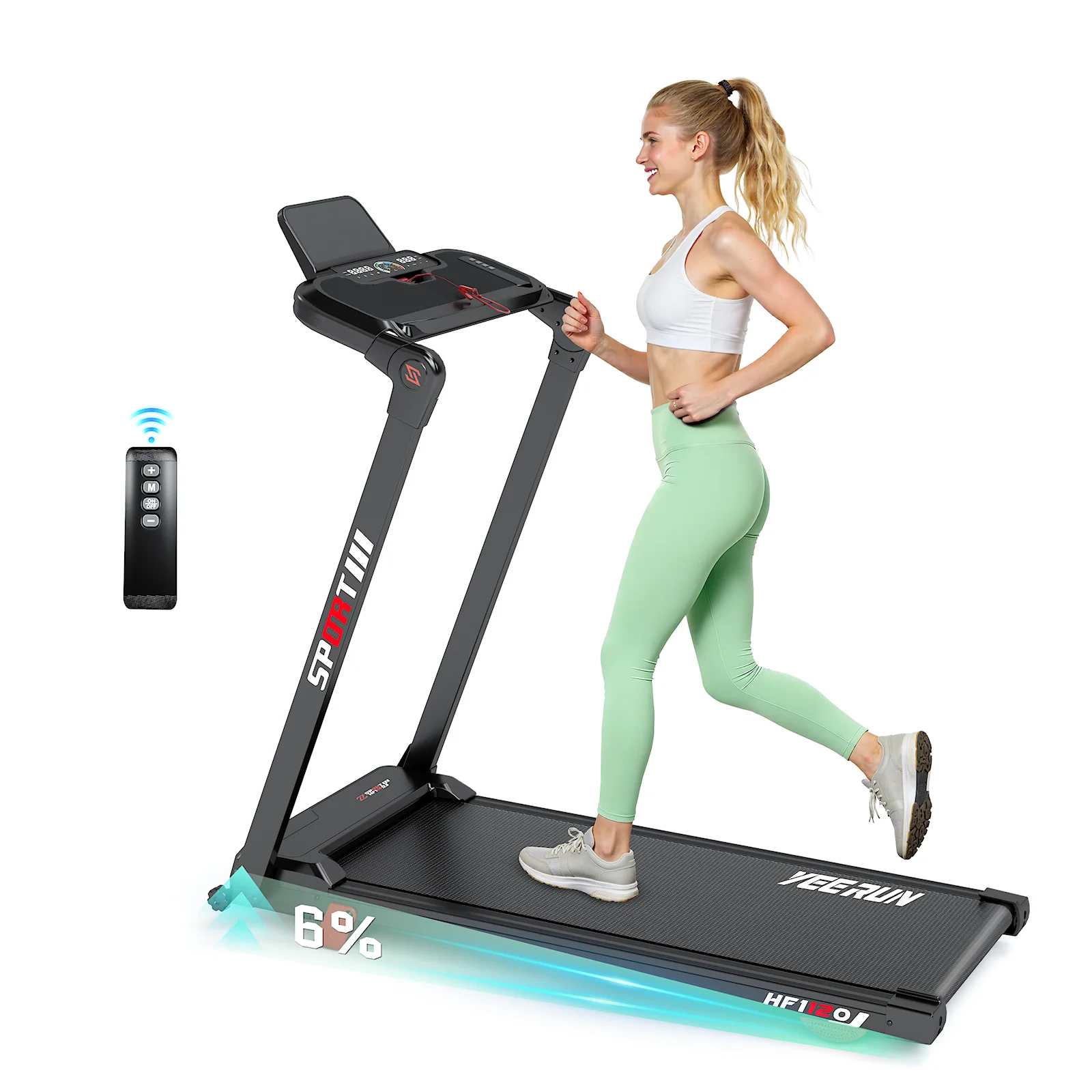 Opvouwbare loopband 3.0HP, 5 standen, 12 programma's, 150 kg draagvermogen, 6% hellingshoek, LED-scherm, geluiddemper