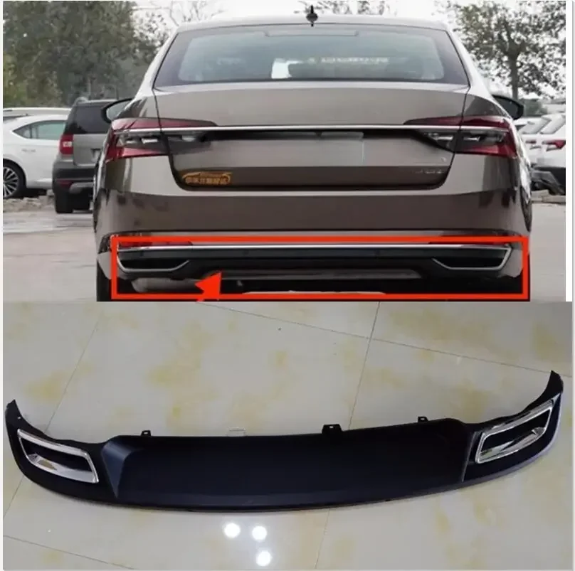 Wysokiej jakości czarny dyfuzor tylnego zderzaka z PP, tylna warga samochodu samochodowego bez chromowanej linii dla skoda Superb 2015 2016 2017 2018 — zdjęcie 2