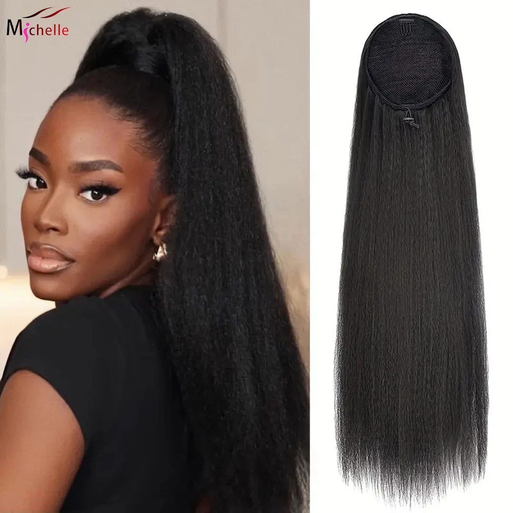 

Кудрявый прямой хвост, наращивание человеческих волос, хвостик на шнурке, заколка для наращивания человеческих волос, натуральные черные волосы, 100 г хвост