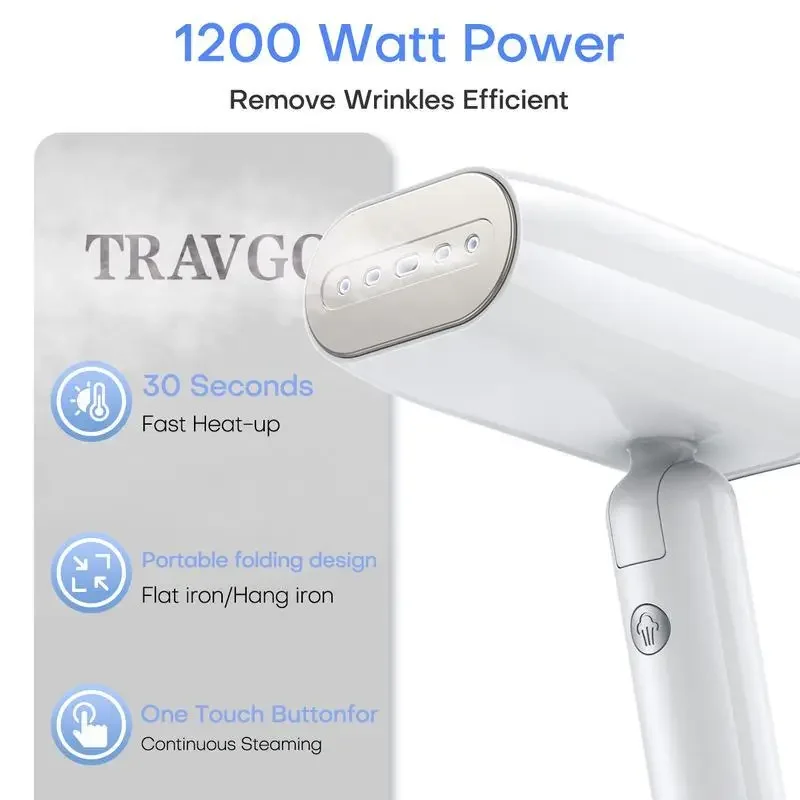 مكواة بخار للملابس الاحترافية، مزيل التجاعيد المحمول للسفر والمنزل، بخار قابل للطي وسريع، العناية بالملابس بدون جهد في الحد الأدنى #2