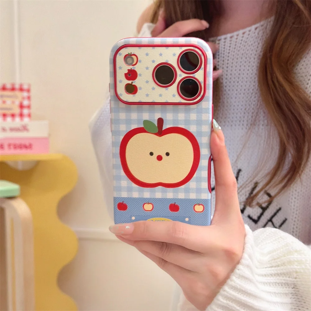 حافظة جلدية منقوشة ستار أبل لهاتف آيفون 17 برو 13 14 15 16 برو ماكس Fundas حافظات لطيفة كورية INS غطاء حماية لـ 17