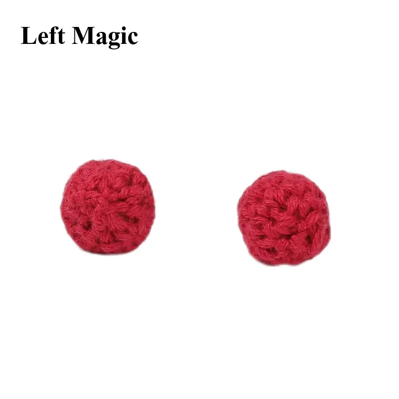 2pcs Mini Crochet Ball (Red,1.2cm, 1Regular & 1Magnetic) Magic Accessories For Cups &Balls And Chop Cup Magic Tricks Gimmick Pro