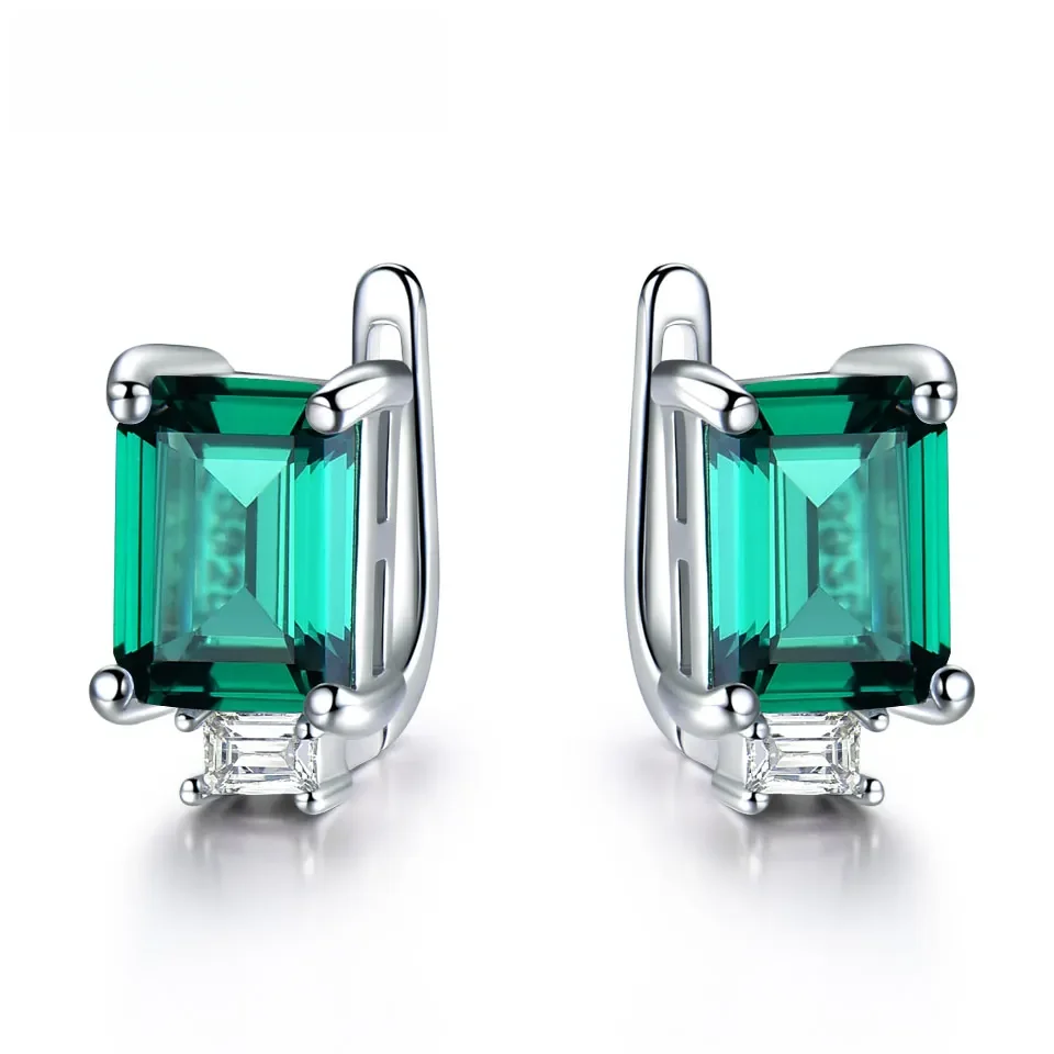 Kolczyki z klipsem ze srebra próby 925 Nano Emerald 6X8mm Kolczyki z klipsem Szmaragdowe kolczyki dla dziewczyny Prezent urodzinowy — zdjęcie 2