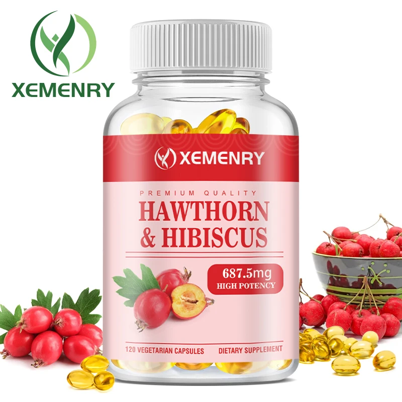 Hawthorn & Hibiscus - Supports Heart and Cardiovascular Health, and Improves Blood Circulation - 120 Capsules