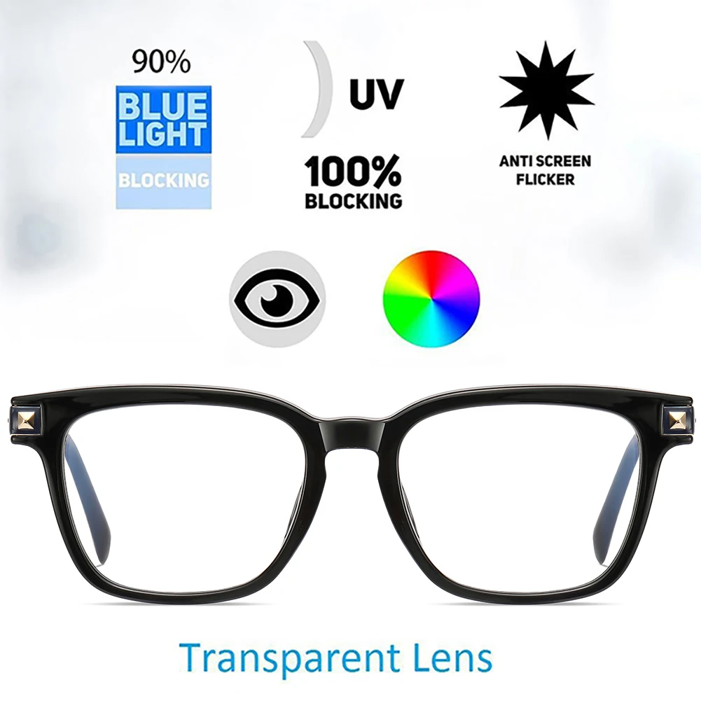 Swanwick tr90 óculos anti-luz azul para mulheres, armação de óculos quadrados de meio metal para homens, lentes transparentes, unissex, marrom, cinza, itens de presente