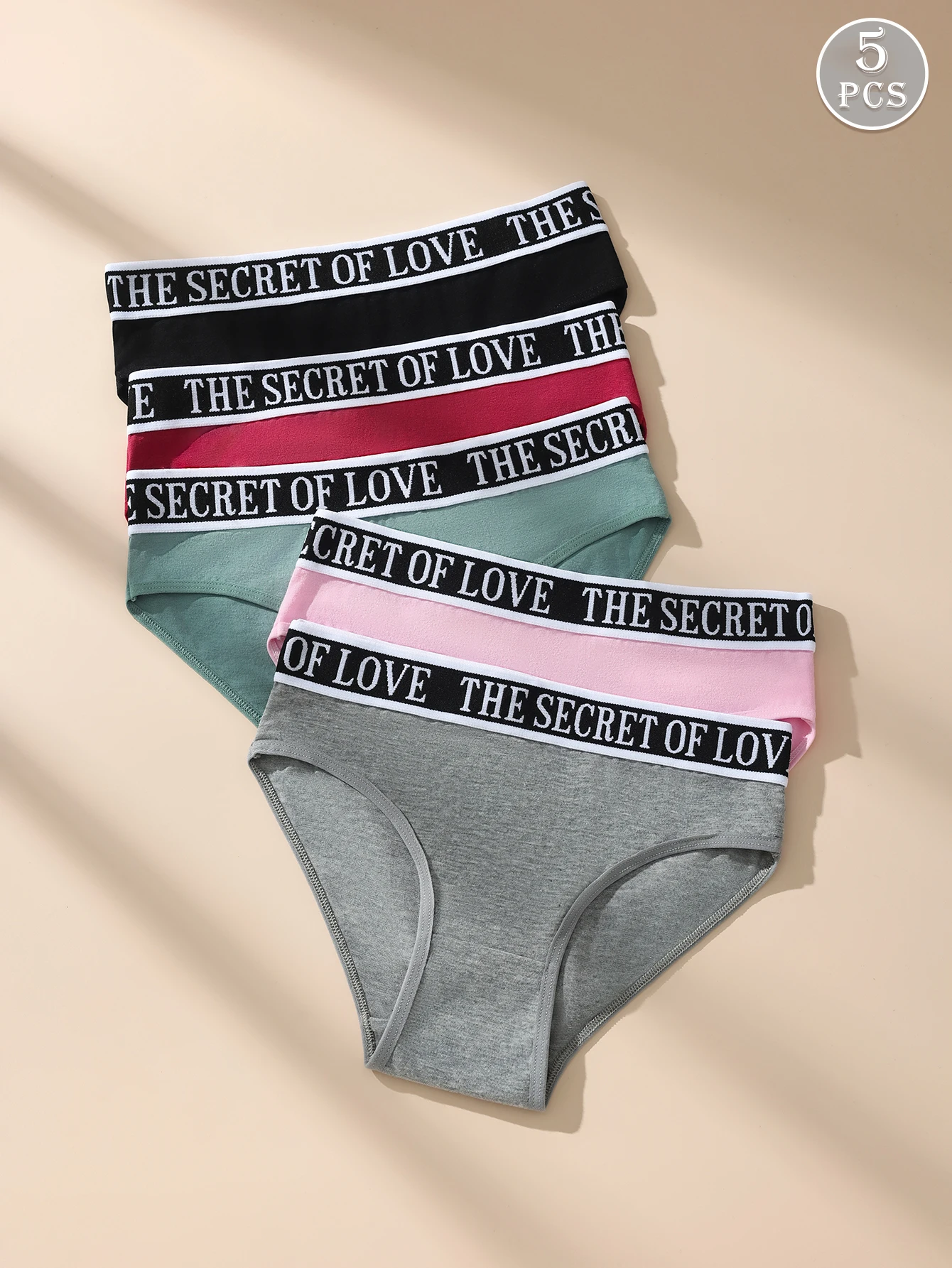 Dámské kalhotky Hotcom 5 ks, módní trojúhelníkové bavlněné, pohodlné, bezešvé, se závitem, kontrastní barvy, měkké - náhled 5