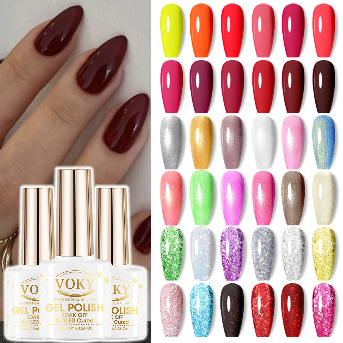 7.5ML 6 color Gel Nail Polish Gel Set Soak UV/LED Semi-permanent Nail Polish polish suitable for nail salon gifts for women