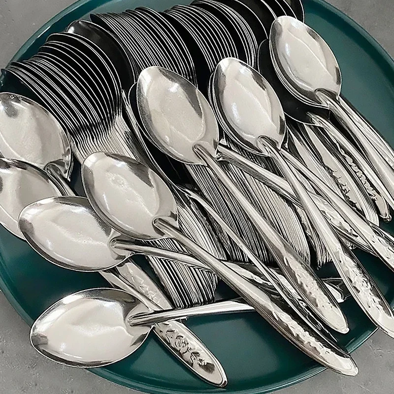 Cuillères à soupe en acier inoxydable argenté, cuillère à crème glacée, dessert, cuillères à long manche neutre, ustensiles de cuisine, gadget de cuisine, 30 pièces, 20 pièces, 10 pièces, 5 pièces