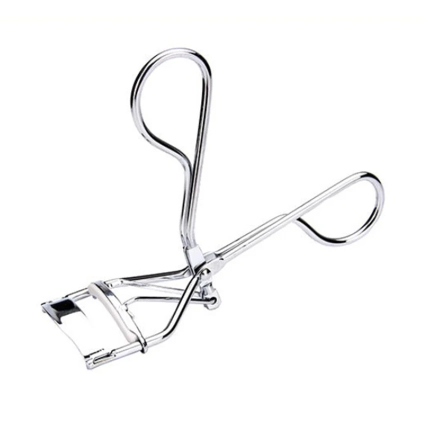 1PC Silver White Eyelash Curler Clip Stainless Steel Eyelash Extension Eye Curling Cosmetic With Silicone Strip Makeup Tools