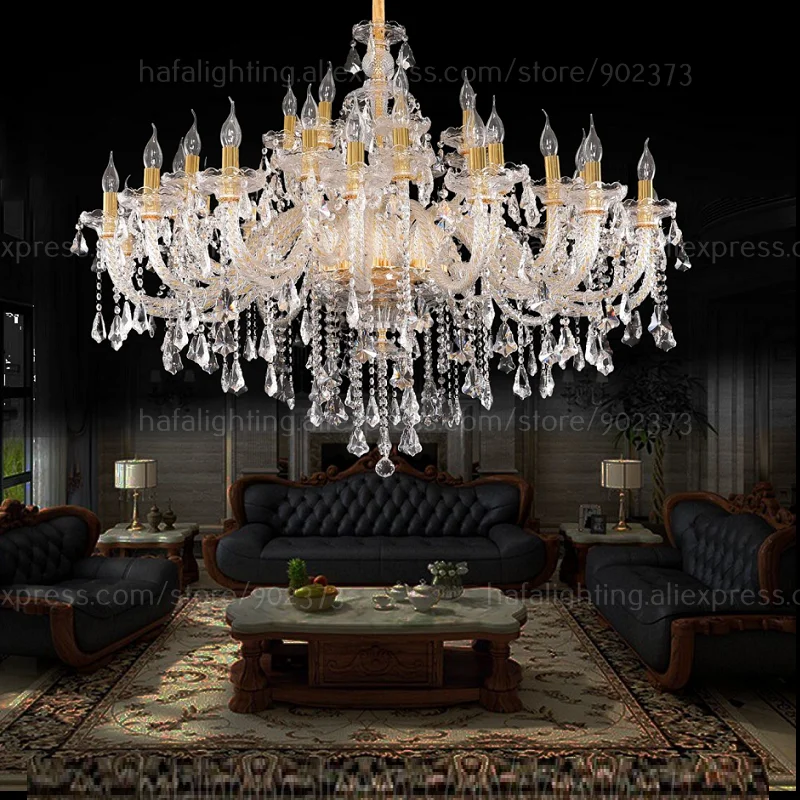 

Affordable Large Crystal Chandelier Lighting Ceiling 40 Lights D130cm Height 90Cm Luxury Modern K9 Crystals Vintage ceiling