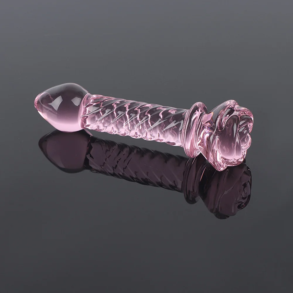 Rose Glass Bullet Butt Plug Transparent Pink Stimulating Anal Masturbation Beads Penetration Anal Plug Adult Sex Toy Joinjjtoy