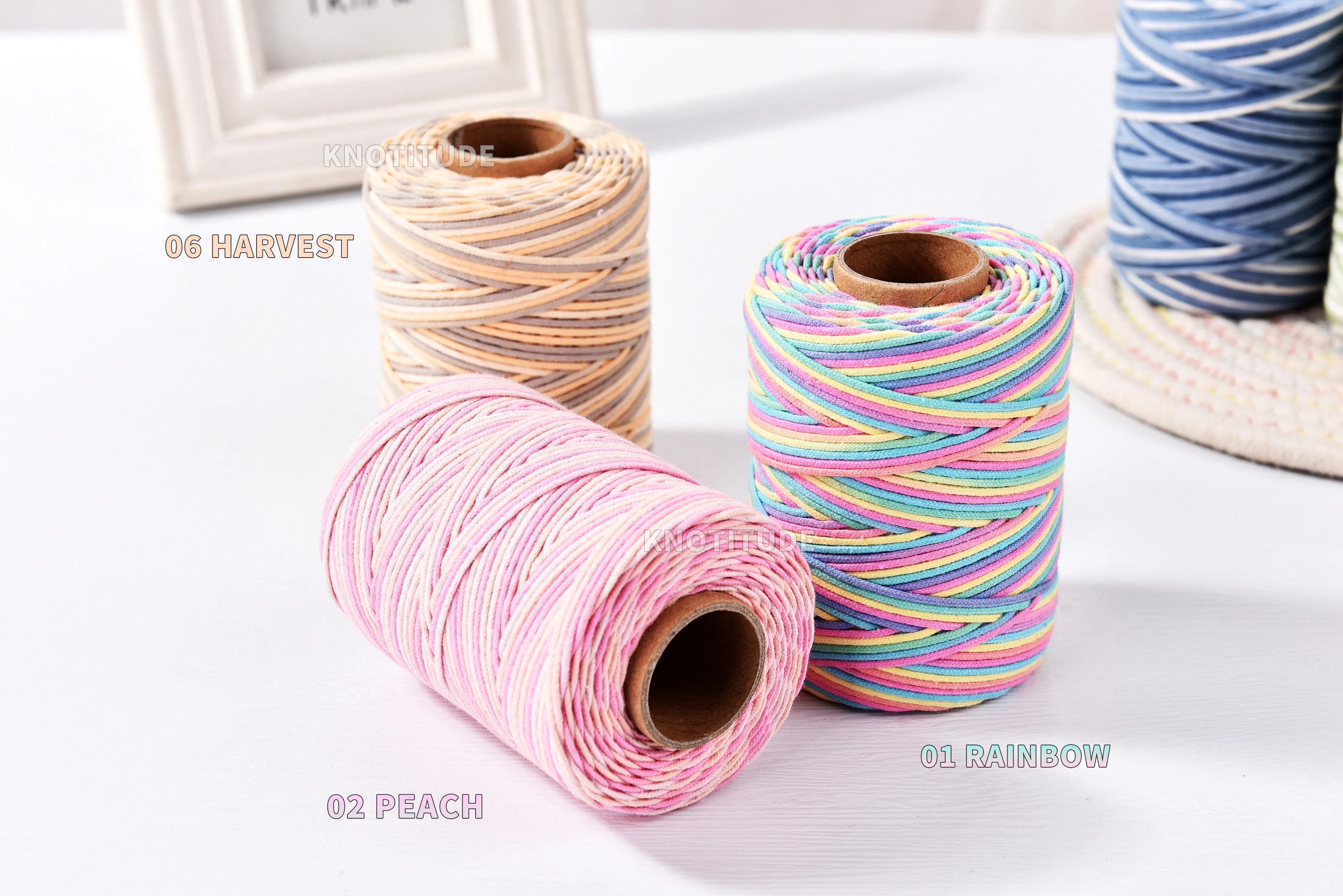 KNOTITUDE 2mm Variegated Macrame Cord 100meters Multi color cotton cord