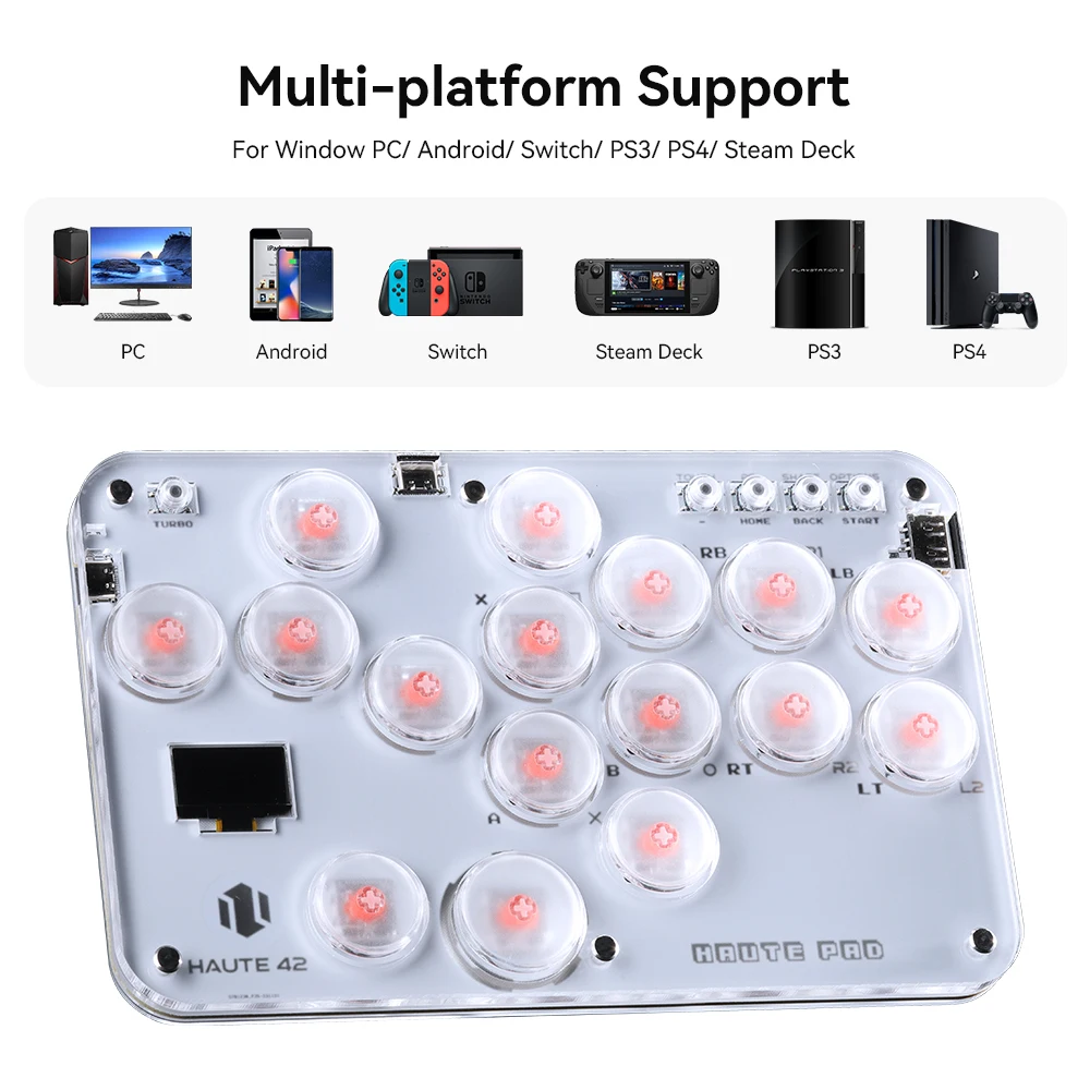 Controlador Arcade Hitbox Haute42, Joystick para PC, teclado controlador Hitbox para Ps4/Switch/Steam Arcade Fighting PC