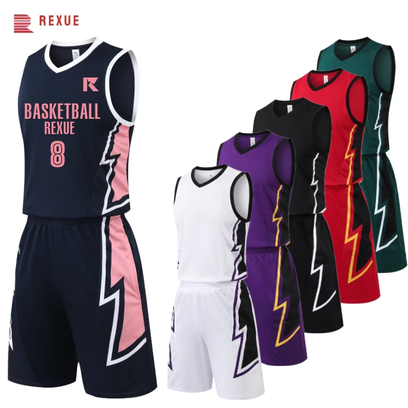 Hot Sell Basketball Jersey Set for Men's Boys Kids Blank Basketball Clothes Set Quick dry Team Sport Kits Basketball Uniform