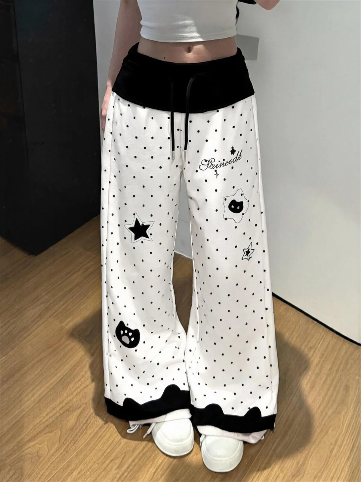 Y2K Hot Girls Chic Long Pants For Women Japanese Kawaii Cartoon Print Harajuku Sweet Subculture Fashion Casual Trousers