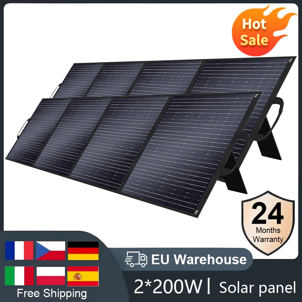 SOLARPLAY Foldable and Portable Solar Panel  400W (2*200w) Solar Battery Charger Outdoor Emergency Backup Power For Powerstation